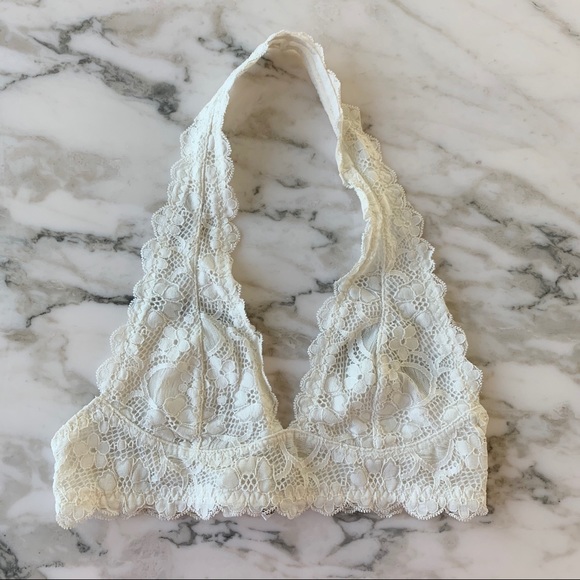 Free People Other - Free People White Galloon Lace Halter Bralette